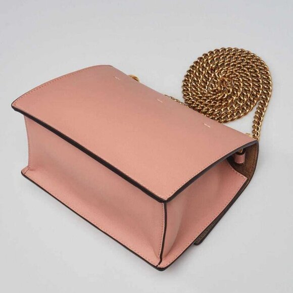 Fendi Pink Lambskin Leather Small U Kan Chain Shoulder Bag 8BT312 - Picture 10 of 12